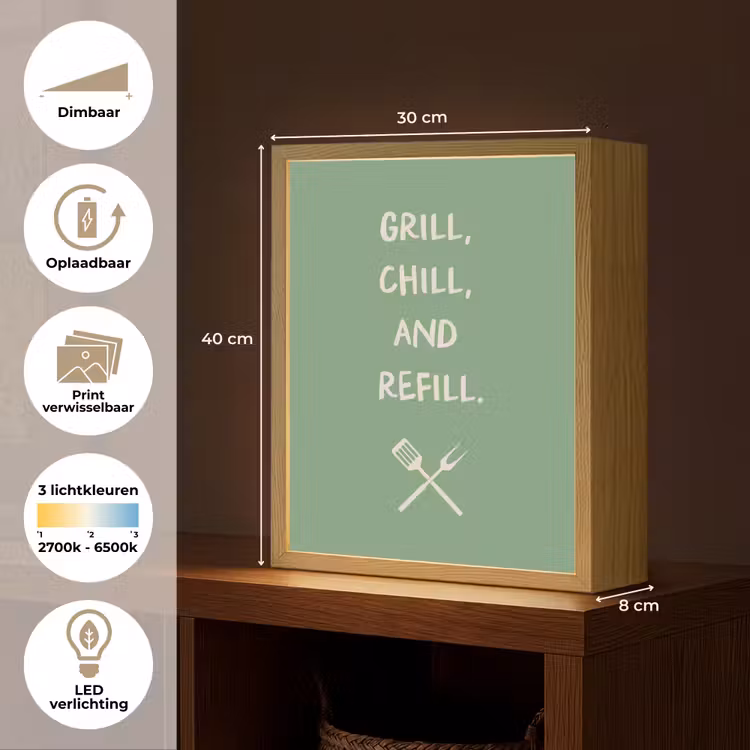Lightbox - Wandlamp - Grill - Groen - Zomer - Quote — 9