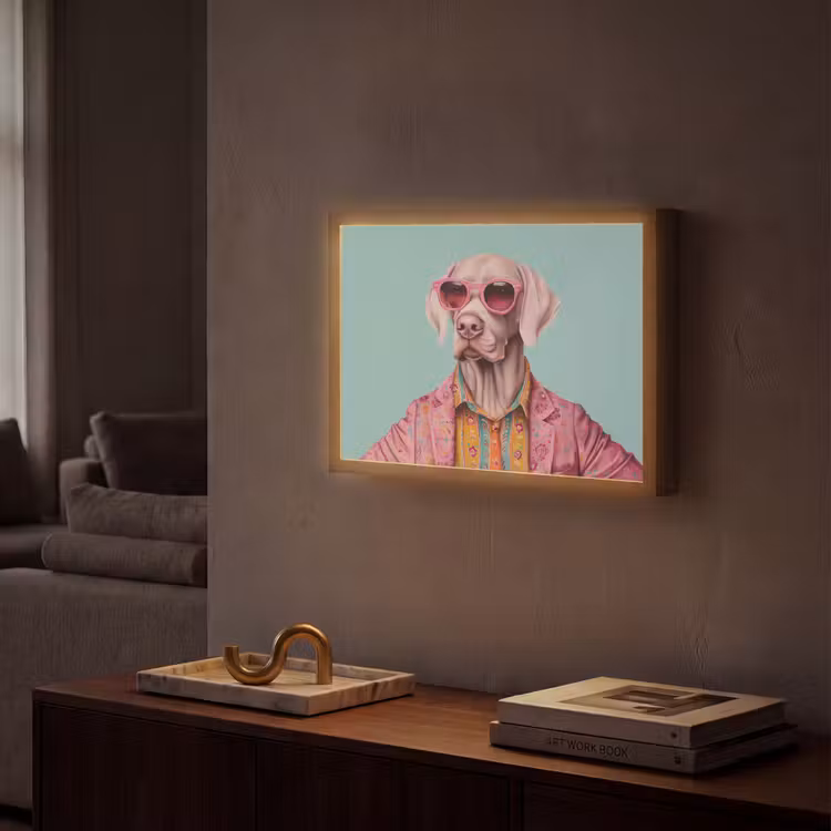 Lightbox - Wandlamp - Hond - Overhemd - Bloemen - Bril — 2