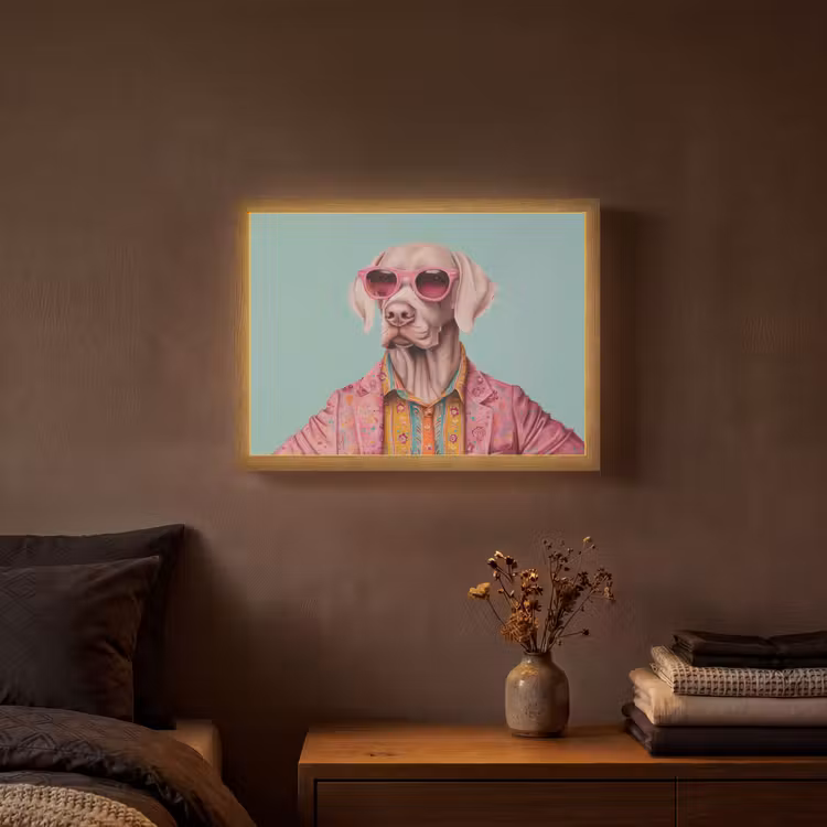 Lightbox - Wandlamp - Hond - Overhemd - Bloemen - Bril — 3