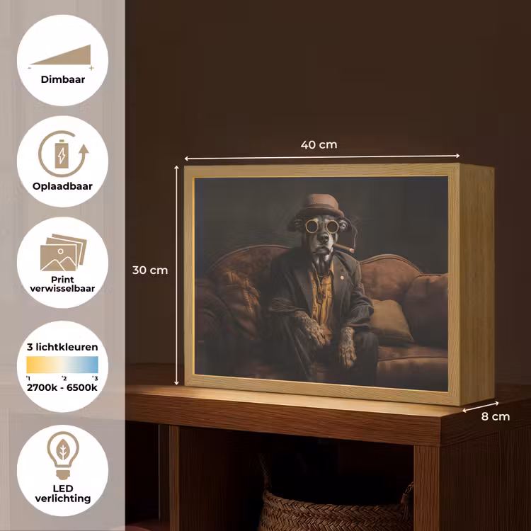 Lightbox - Wandlamp - Hond - Sigaar - Hoed - Pak — 10