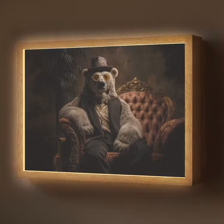 Lightbox - Wandlamp - Ijsbeer - Hoed - Bril - Stoel — 1