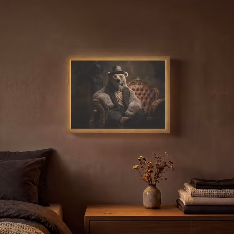 Lightbox - Wandlamp - Ijsbeer - Hoed - Bril - Stoel — 3
