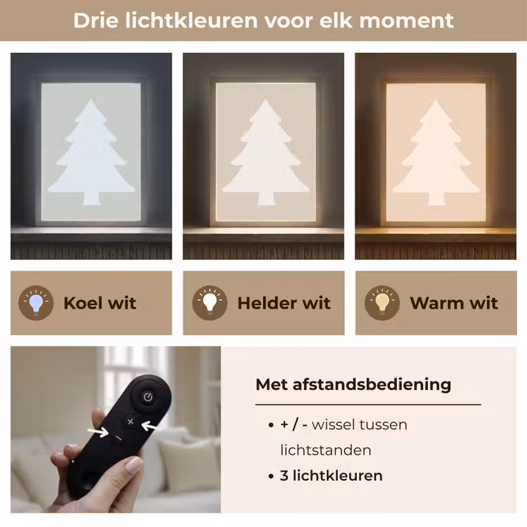 Lightbox - Wandlamp - Japandi - Kerstboom - Beige - Kerstversiering — 7