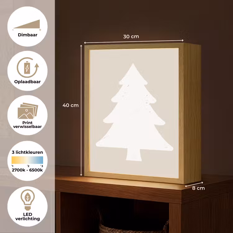 Lightbox - Wandlamp - Japandi - Kerstboom - Beige - Kerstversiering — 9