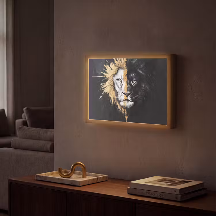 Lightbox - Wandlamp - Leeuw - Gesplitst - Zwart - Lijn — 2