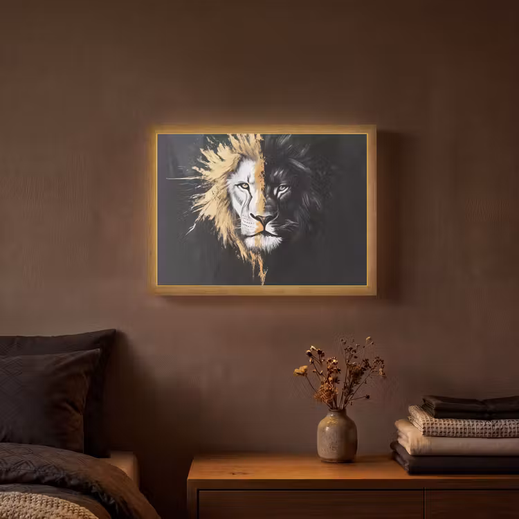 Lightbox - Wandlamp - Leeuw - Gesplitst - Zwart - Lijn — 3