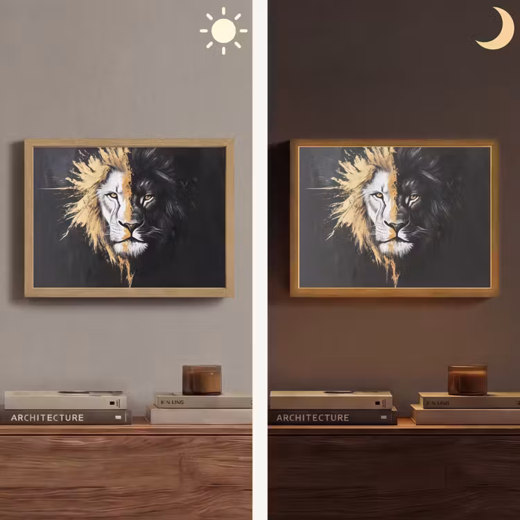 Lightbox - Wandlamp - Leeuw - Gesplitst - Zwart - Lijn — 6
