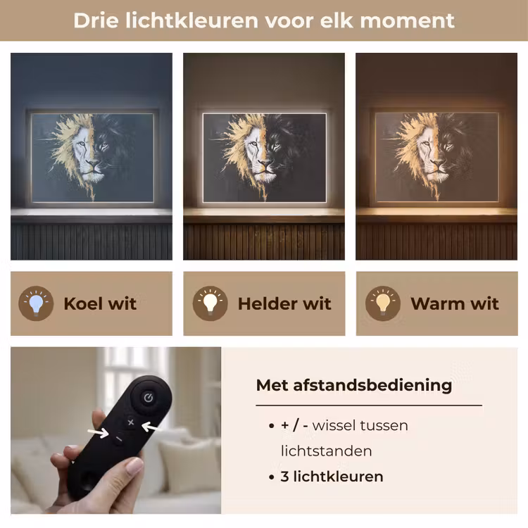Lightbox - Wandlamp - Leeuw - Gesplitst - Zwart - Lijn — 8