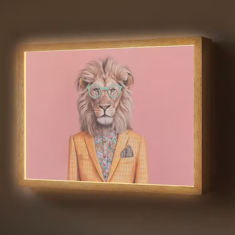 Lightbox - Wandlamp - Leeuw - Pak - Geruit - Bril — 1