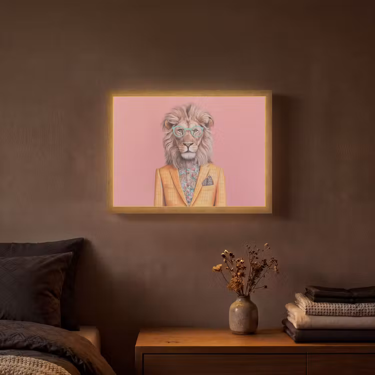 Lightbox - Wandlamp - Leeuw - Pak - Geruit - Bril — 3