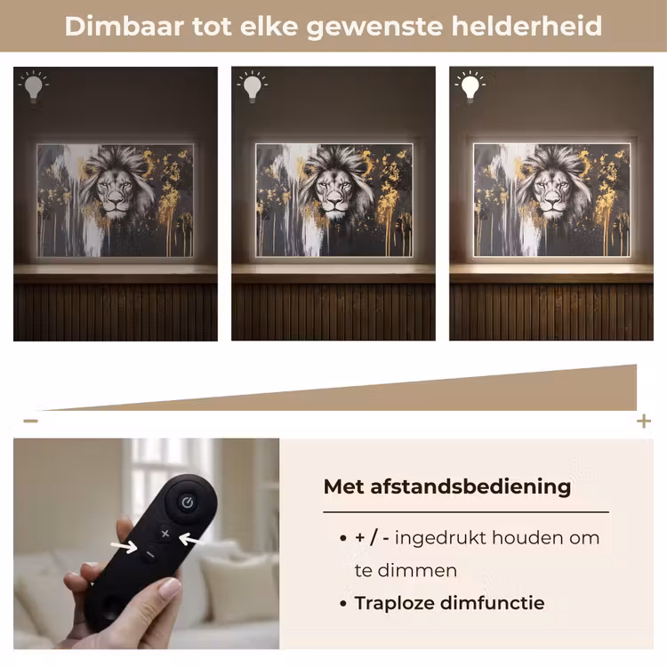Lightbox - Wandlamp - Leeuw - Portret - Verfspatten - Grijs — 9