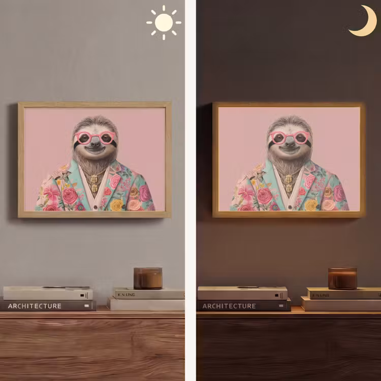 Lightbox - Wandlamp - Luiaard - Bloemenprint - Bril - Roze — 6