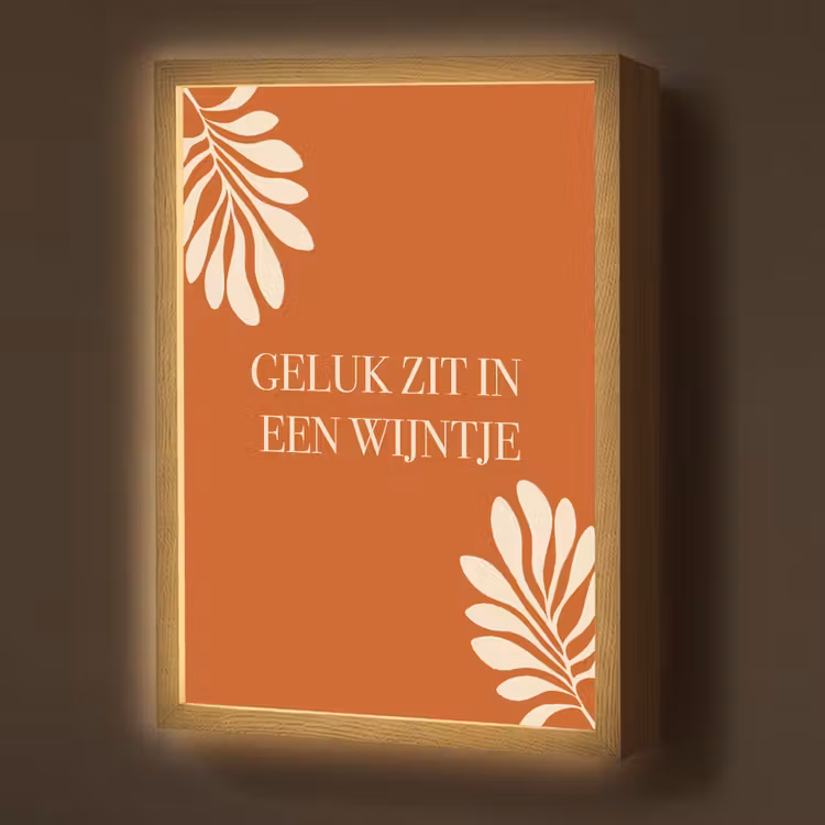 Lightbox - Wandlamp - Oranje - Wijntje - Quote — 1
