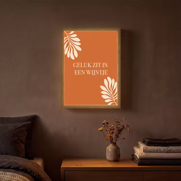 Lightbox - Wandlamp - Oranje - Wijntje - Quote — 3