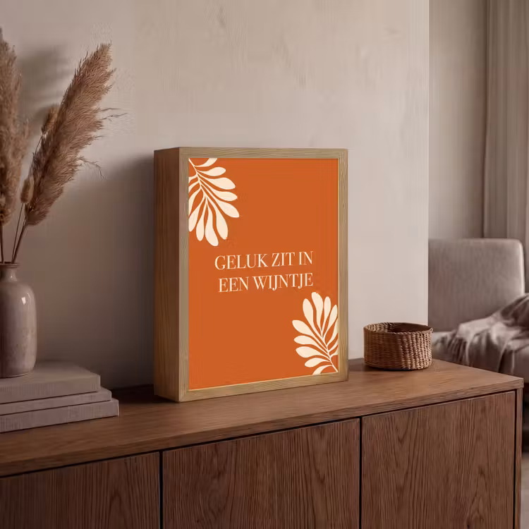 Lightbox - Wandlamp - Oranje - Wijntje - Quote — 4