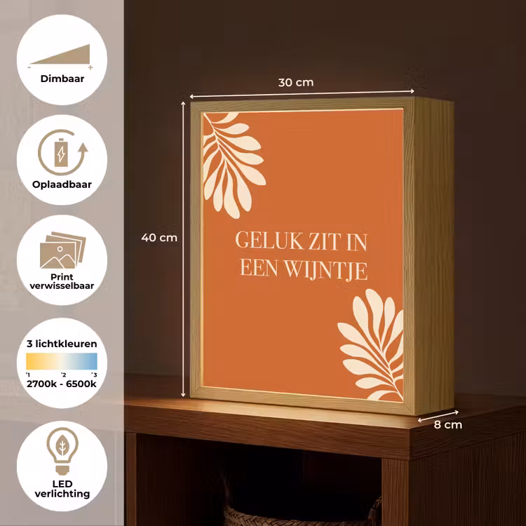 Lightbox - Wandlamp - Oranje - Wijntje - Quote — 9
