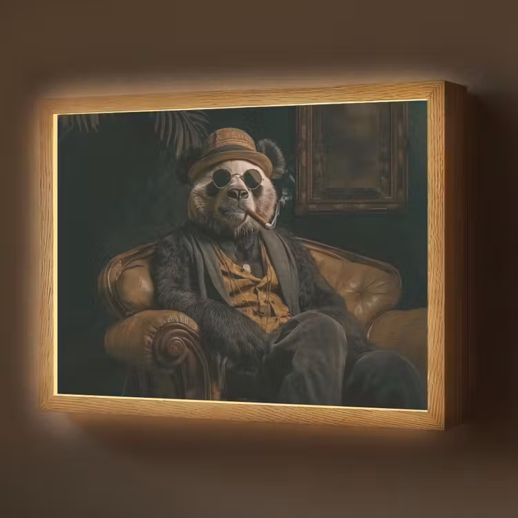 Lightbox - Wandlamp - Panda - Hoed - Bril - Pak — 1