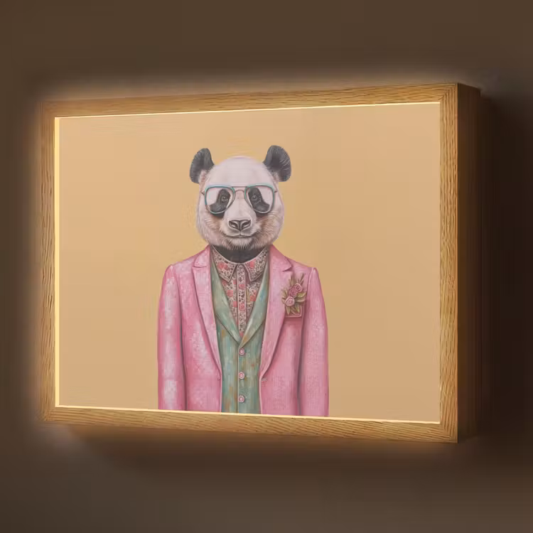Lightbox - Wandlamp - Panda - Pak - Zonnebril - Blauw — 1