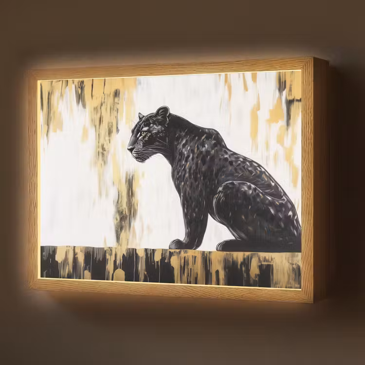 Lightbox - Wandlamp - Panter - Zwart - Abstract - Goud — 1