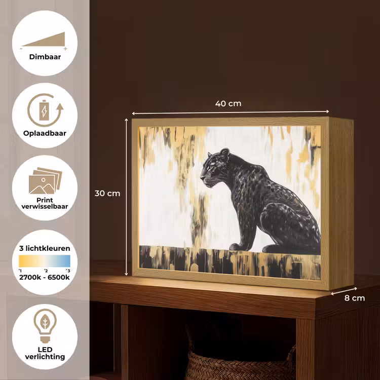 Lightbox - Wandlamp - Panter - Zwart - Abstract - Goud — 10