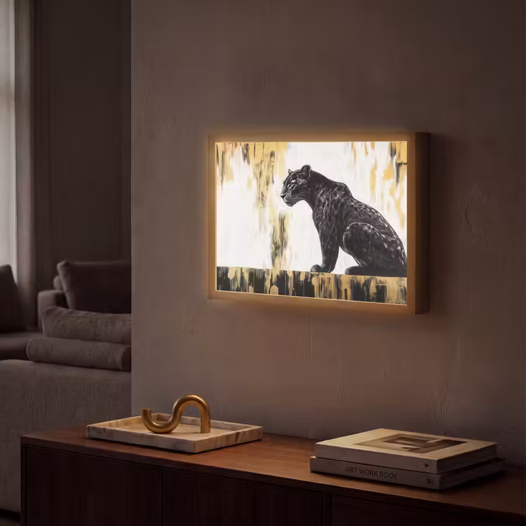 Lightbox - Wandlamp - Panter - Zwart - Abstract - Goud — 2