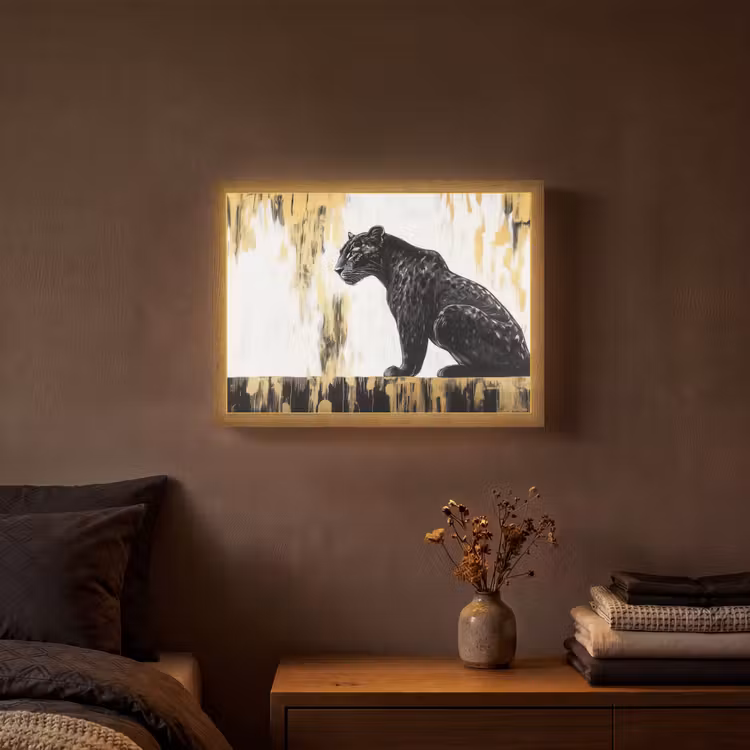 Lightbox - Wandlamp - Panter - Zwart - Abstract - Goud — 3
