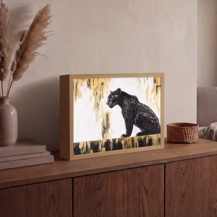 Lightbox - Wandlamp - Panter - Zwart - Abstract - Goud — 4