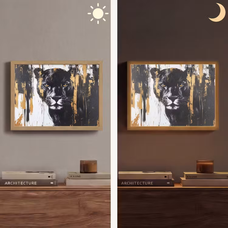 Lightbox - Wandlamp - Panter - Zwart - Abstract - Verfstreken — 6