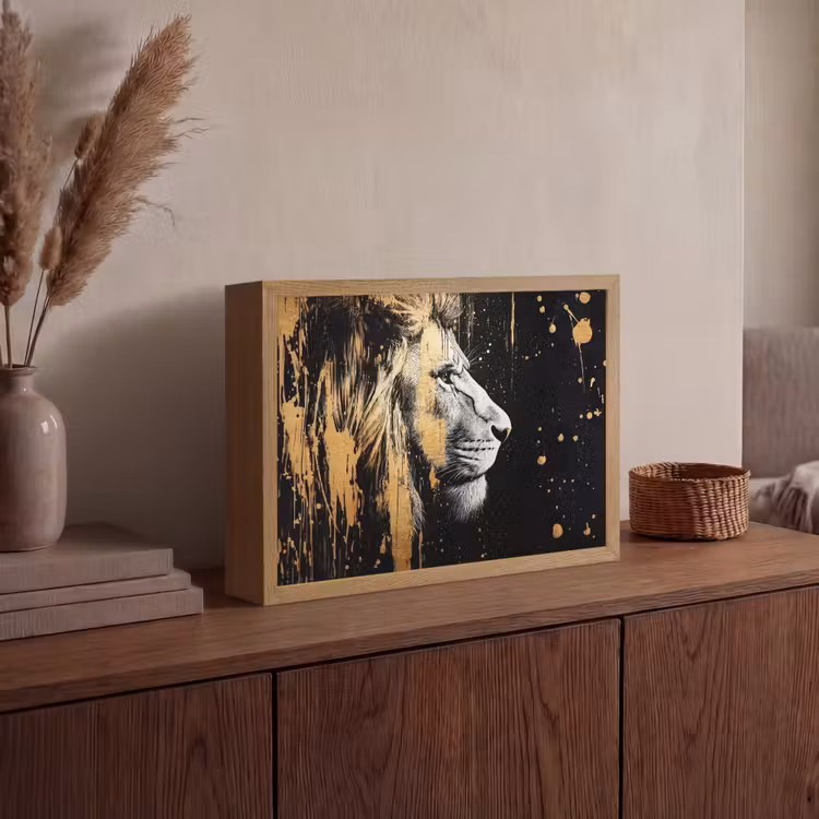 Lightbox - Wandlamp - Portret - Leeuw - Abstract - Goud — 4