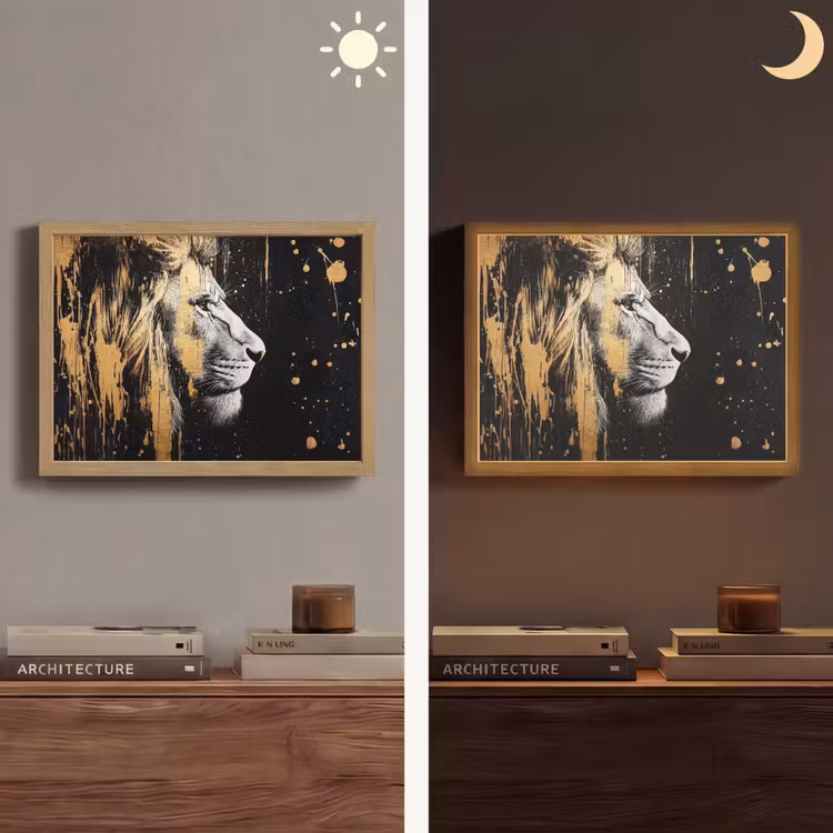 Lightbox - Wandlamp - Portret - Leeuw - Abstract - Goud — 6