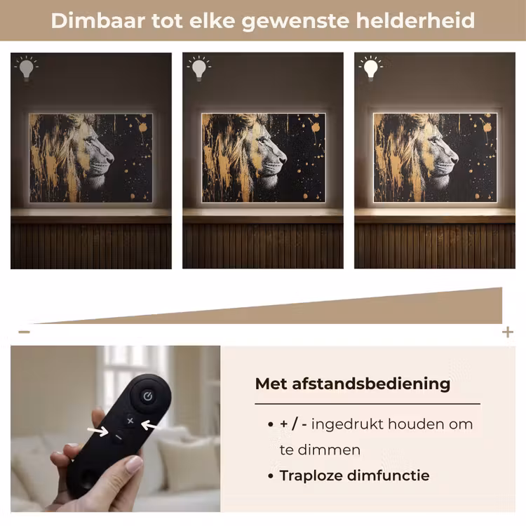 Lightbox - Wandlamp - Portret - Leeuw - Abstract - Goud — 9