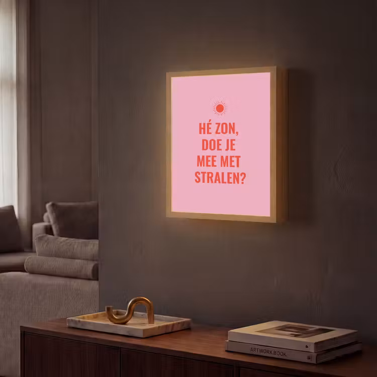 Lightbox - Wandlamp - Roze - Zon - Quote — 2