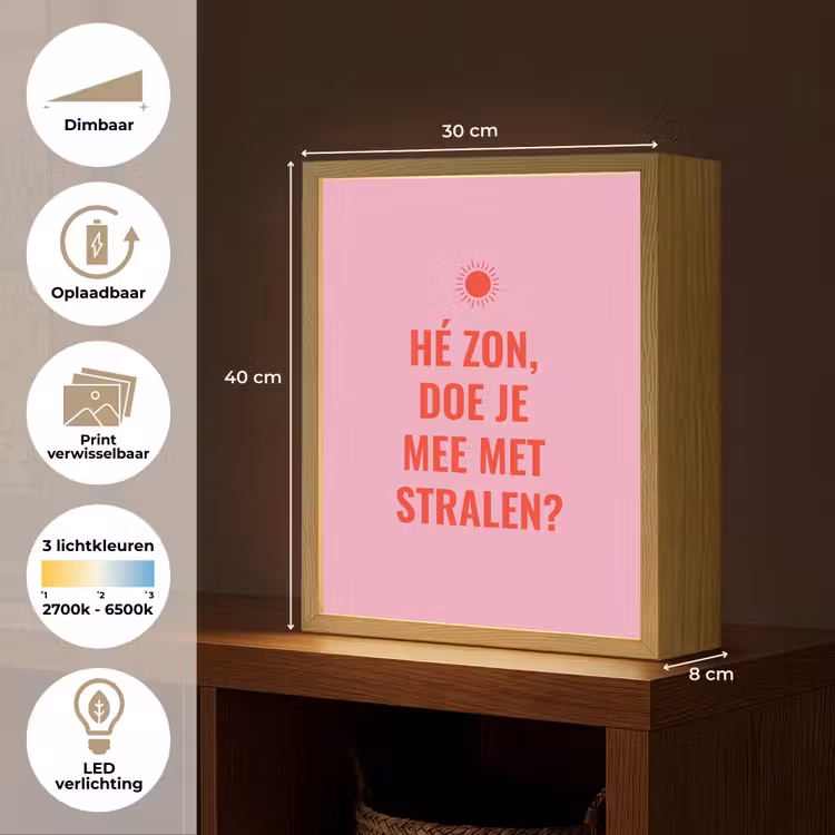 Lightbox - Wandlamp - Roze - Zon - Quote — 9