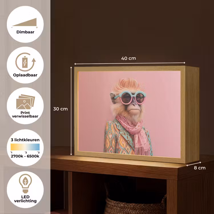 Lightbox - Wandlamp - Sjaal - Aap - Zonnebril - Jasje — 10