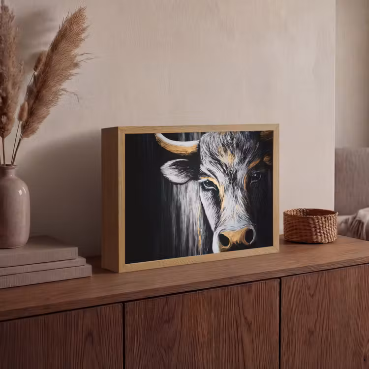 Lightbox - Wandlamp - Stier - Hoorns - Snuit - Goud — 4