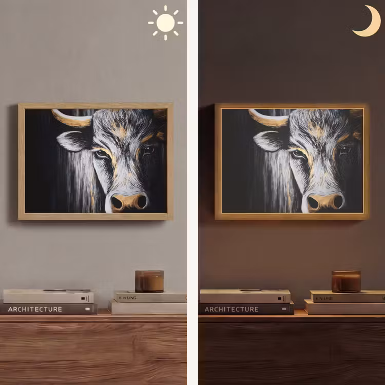 Lightbox - Wandlamp - Stier - Hoorns - Snuit - Goud — 6