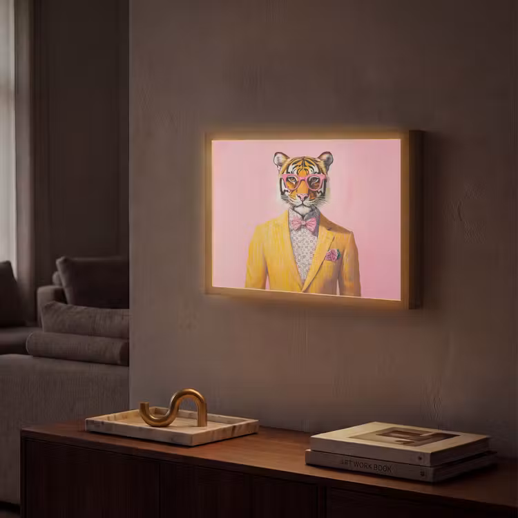 Lightbox - Wandlamp - Tijger - Bril - Geel - Jasje — 2