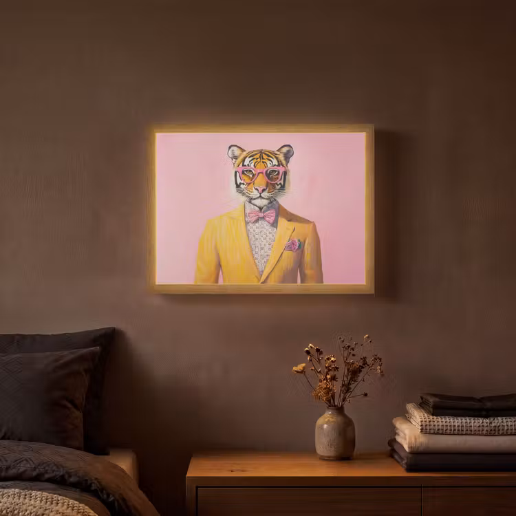 Lightbox - Wandlamp - Tijger - Bril - Geel - Jasje — 3