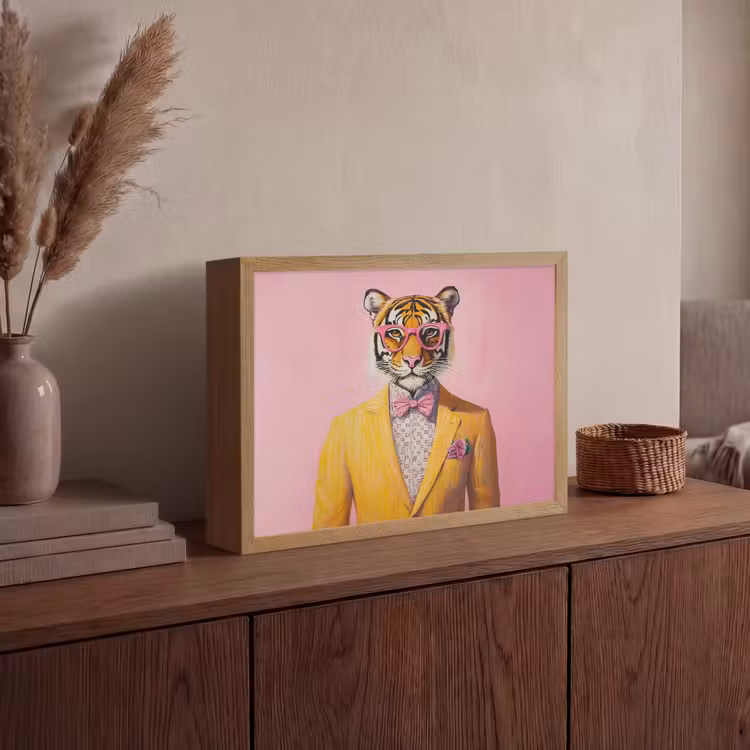 Lightbox - Wandlamp - Tijger - Bril - Geel - Jasje — 4
