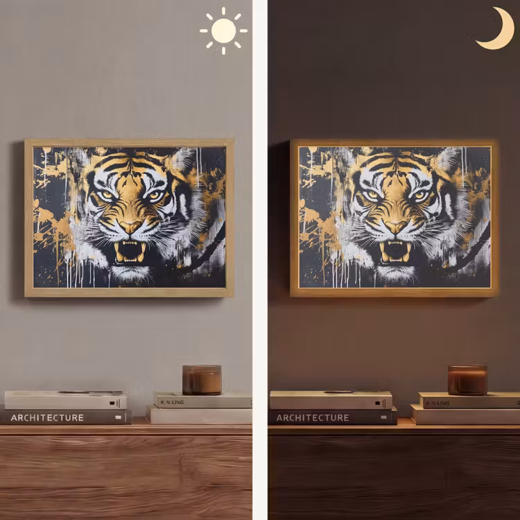 Lightbox - Wandlamp - Tijger - Verfspatten - Goud — 6