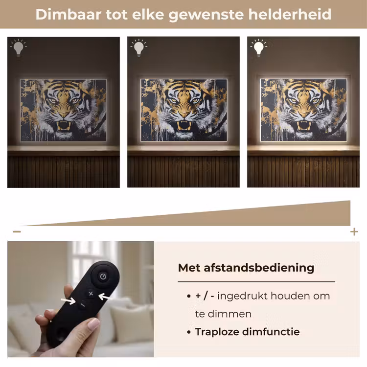 Lightbox - Wandlamp - Tijger - Verfspatten - Goud — 9