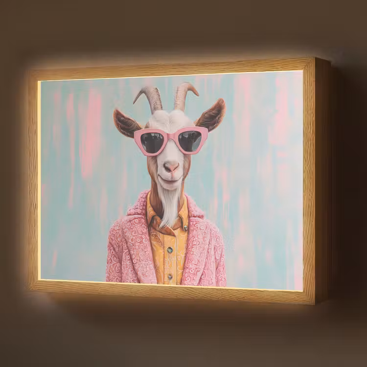 Lightbox - Wandlamp - Zonnebril - Roze - Geit - Horen — 1