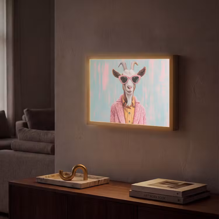 Lightbox - Wandlamp - Zonnebril - Roze - Geit - Horen — 2