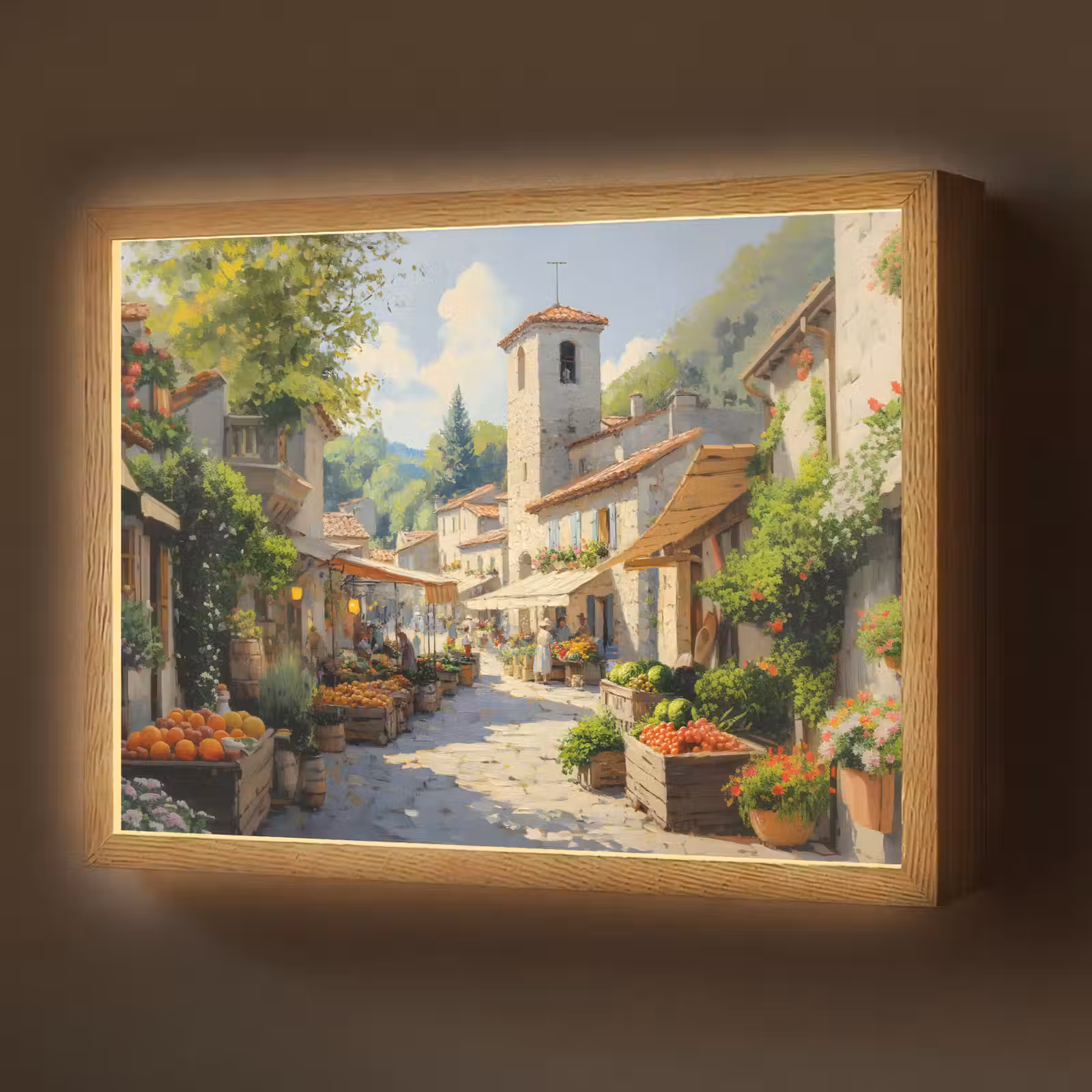 Lightbox - Wandlamp - Dorp - Zon - Kraampjes - Huizen — 1