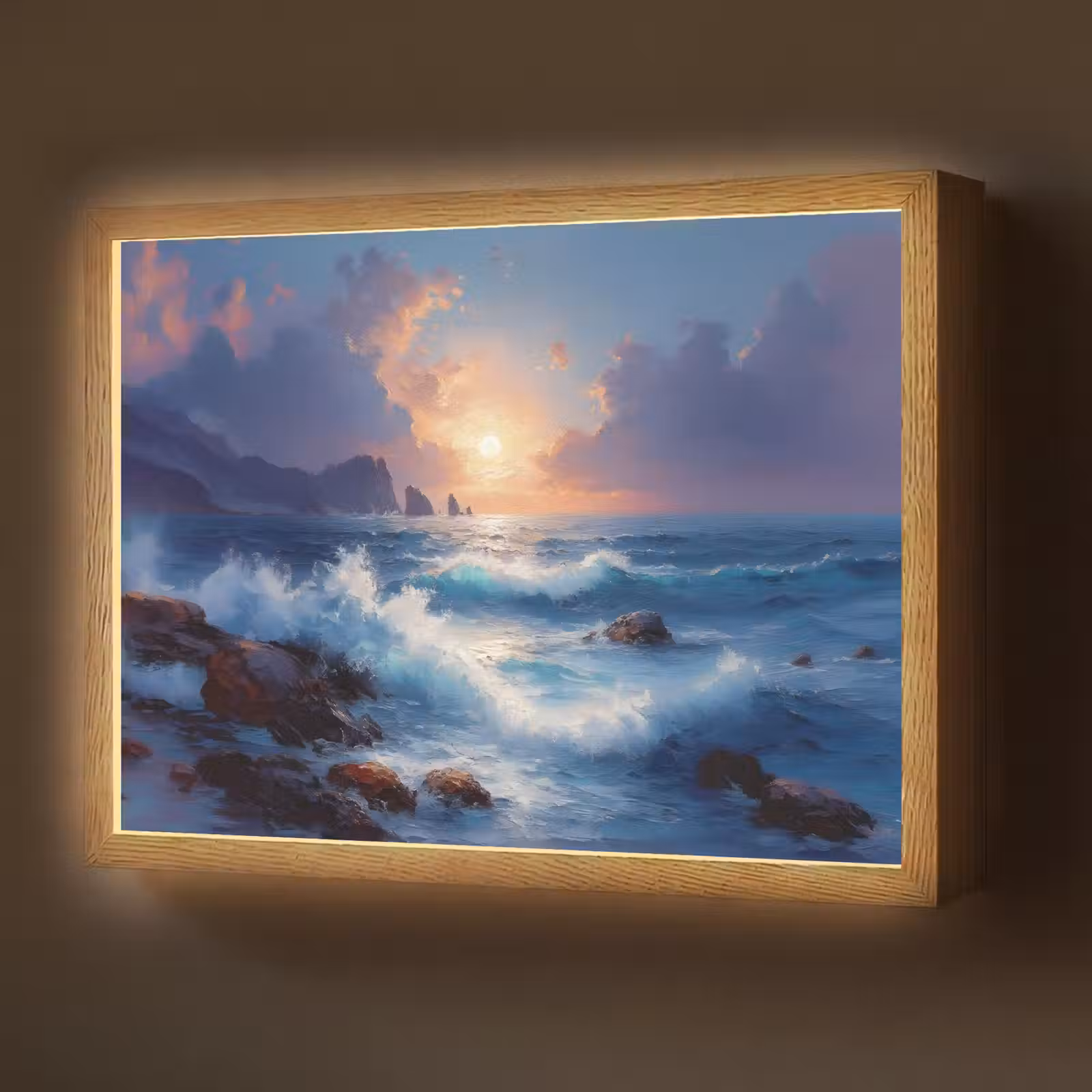 Lightbox - Wandlamp - Golven - Zee - Kleurrijk - Rotsen — 1