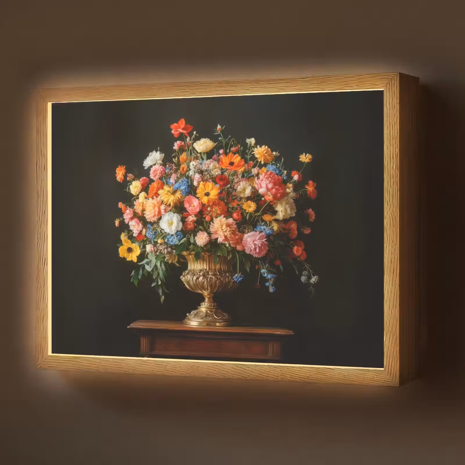 Lightbox - Wandlamp - Goud - Bloemen - Kleuren - Vaas — 1