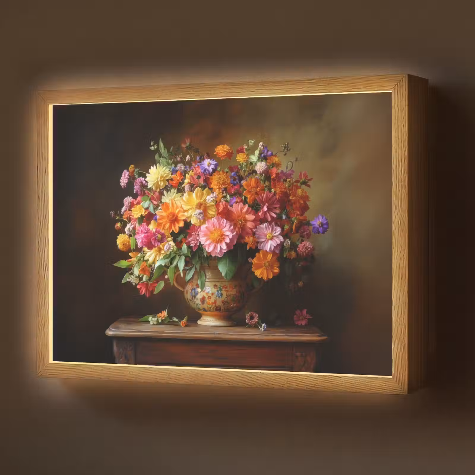 Lightbox - Wandlamp - Kleuren - Boeket - Vaas - Hout — 1