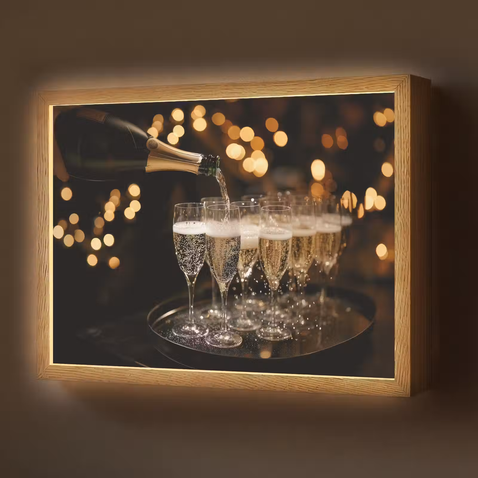 Lightbox - Wandlamp - Lichtjes - Champagne - Dienblad - Glazen — 1