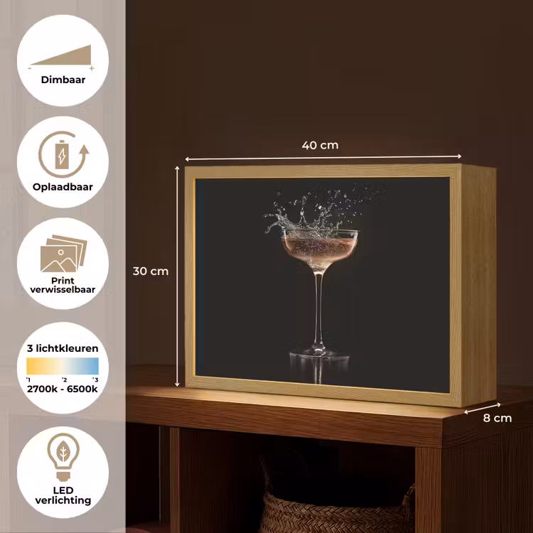 Lightbox - Wandlamp - Cocktail - Zwart - Spetters - Glas — 10