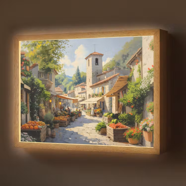 Lightbox - Wandlamp - Dorp - Zon - Kraampjes - Huizen — 1